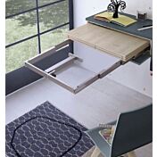 Scrivania salvaspazio estraibile con cassetti e ribalta, finitura Blu opale