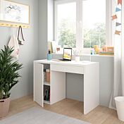 Scrivania con anta e cassetto design moderno, finitura Bianco opaco