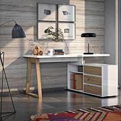 Scrivania pluriposizionabile ad angolo, con 3 cassetti soft closing made in Italy