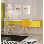 Scrivania con pensile, finitura Bianco opaco e Giallo zafferano