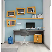 scrivania arancio e grigia