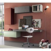 Scrivania sospesa Metal grey con pensile ribalta Agave