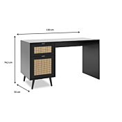 Scrivania Arendal con cassettiera, finitura Nero con dettagli Oro