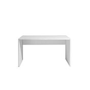 Moderna Scrivania salvaspazio Bianca lucida L.140, Made in Italy