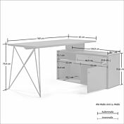 misure Scrivania moderna con cassettiera integrata