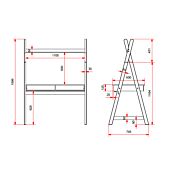 Scrivania per camerette stile nordico, finitura Bianco e Pino massello