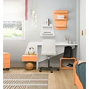 scrivania bianco opaco e papaya