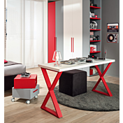 Scrivania per ragazzi Moretti Compact, finitura Bianco luce e Ciliegia laccato