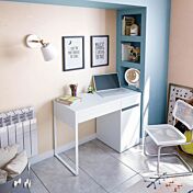 Scrivania reversibile 2 cassetti, 1 anta, finitura Bianco opaco