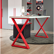 Scrivania per ragazzi Moretti Compact, finitura Bianco luce e Ciliegia laccato