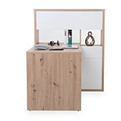 Scrivania moderna con 2 ante + 1 cassetto, colore Rovere e Bianco laccato