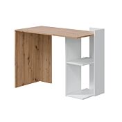 Scrivania di design con ripiano, finitura Bianco opaco e Rovere nodi