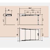 Scrivania salvaspazio estraibile con cassetti e ribalta, finitura Blu opale