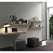 Scrivania sospesa in finitura Noce, zona studio per camere e camerette