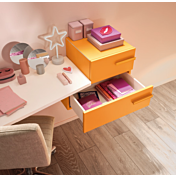 Scrivania moderna per camerette Moretti Compact, finitura Bianco e Mandarino laccato