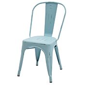 Sedia Stile Industry, struttura in metallo colore Azzurro Anticato