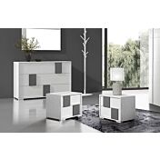 Set moderno composto da comodini e comò, Grigio scuro e Frassino gesso