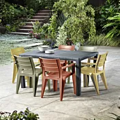 Set di 6 sedie da esterno, 62x79x59 h cm, color Verde, Rosso e Giallo