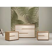 Set 2 comodini e comò, finitura Noce biondo e Orzo