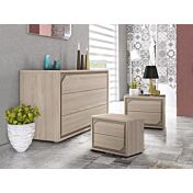 Set zona notte, Comò e Comodini, Olmo Perla e Visone Made in Italy