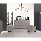 Set moderno composto da comodini e comò 6 cassetti, Grigio Seta