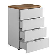 Settimino 4 cassetti finitura Bianco lucido e Castagno, Made in Italy