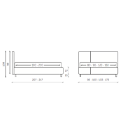 Letto contenitore Sirrah in tessuto in finitura grigio seta ed antracite