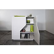 Credenza alta a 2 ante, colore Bianco laccato lucido