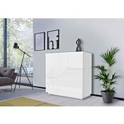 Credenza alta a 2 ante, colore Bianco laccato lucido
