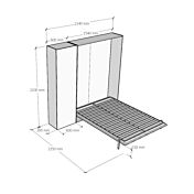 Letto Slide alla francese a scomparsa con colonna, colore noce
