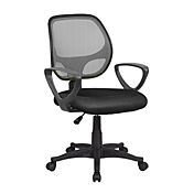 Poltrona operativa da ufficio con braccioli, Grigia e Nera