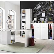 Ufficio Point completo con 3 librerie e una scrivania in finitura Bianco Lucido