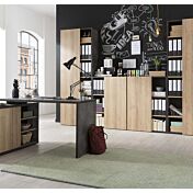 Ufficio Point completo con 4 librerie e una scrivania in finitura ossido e rovere