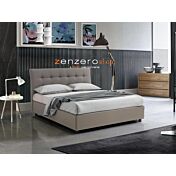 Letto matrimoniale con contenitore, ecopelle color Piuma Tortora scuro