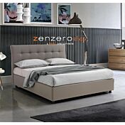 Letto matrimoniale con contenitore, ecopelle color Piuma Tortora scuro