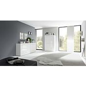 Credenza Moderna, Madia bianca laccata lucida a 4 ante