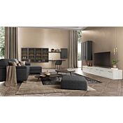 Zona studio con vetrina, finitura Grigio titanio