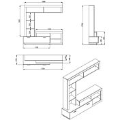 Parete attrezzata soggiorno, finitura Rovere grigio e Bianco opaco