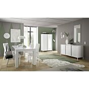 Sala da pranzo, bianca lucida, completa di 2 madie e tavolo