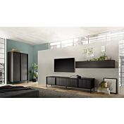 Composizione moderna, frassinato nero, composta da Madia e parete attrezzata