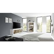 Madia bassa, Bianca Lucida con 2 ante e 2 cassetti in finitura Pero