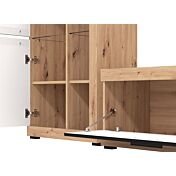 Parete attrezzata con vetrine, finitura Rovere e Nero opaco