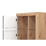 Parete attrezzata con vetrine, finitura Rovere e Nero opaco