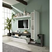 Parete con pensili ossido e bianco lucido, design moderno