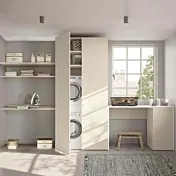 Mobile copri lavatrice e asciugatrice a 2 ante ante, finitura Desert e Bianco opaco