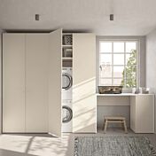 Mobile copri lavatrice e asciugatrice a 2 ante ante, finitura Desert e Bianco opaco