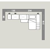 Cameretta soppalco angolare con passerella, finitura Bianco frassino, Celeste e Gessato cenere