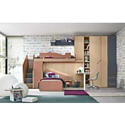 cameretta soppalco blu e rosa