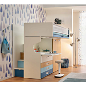 Letto a soppalco con armadio e scrivania Moretti Compact KC511