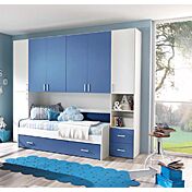 Cameretta a ponte con cassetti in finitura bianco frassinato e stratus